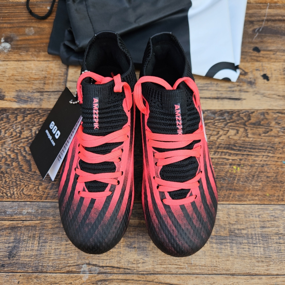 Kids' Black & Pink Soccer Cleats - Lightweight Youth Football Boots Size 11C - Picture 7 of 16